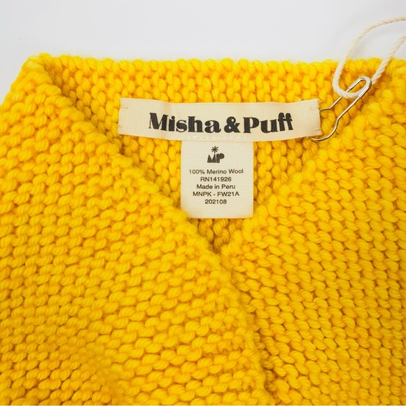 NWT MISHA&PUFF Adult Women Scarf 100% Merino Wool Knit Neck Warmer Yellow (g41) - Picture 6 of 12